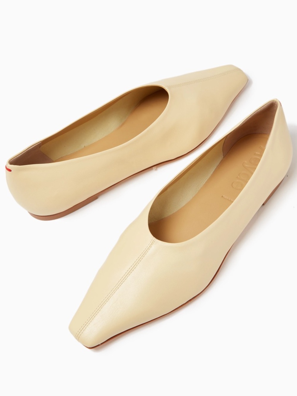 Aeyde - Octavia Flats. Women’s butter yellow Napa Leather Pointed Ballet Flats